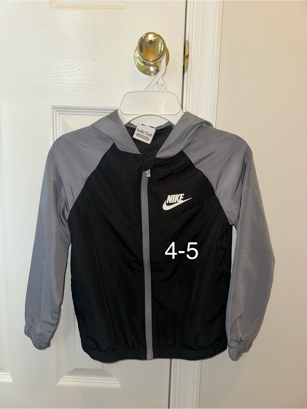 Nike Black and Gray Kids' Hooded Windbreaker Jacket